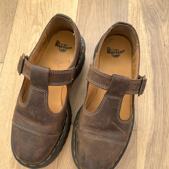 Dr. Martens Distressed Brown Platform Mary Janes - Picture 3 of 5